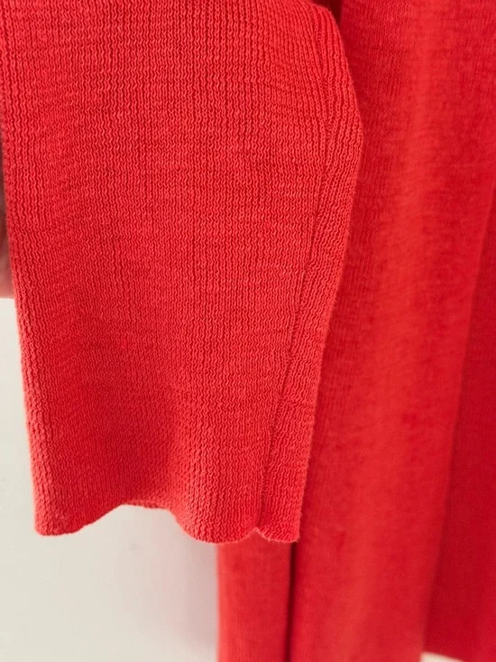 Eileen Fisher 100% linen orange open front cardigan large size medium - Picture 5 of 7
